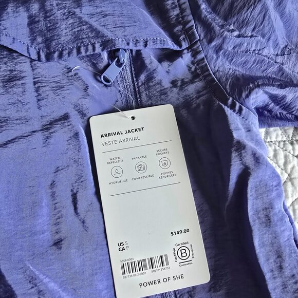 Athleta Arrival Rain Jacket Dark Adonis Blue (purple) Oversized Small NWT - Picture 13 of 13